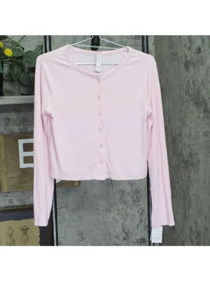 NWT Auden Variegated Ribbed Button Down Pajama Cardigan 94629500 Pink M thumbnail 2