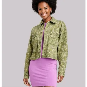 NWT Womens Wild Fable Floral Print Cropped Shacket Canvas Jacket - Sz XS thumbnail 2