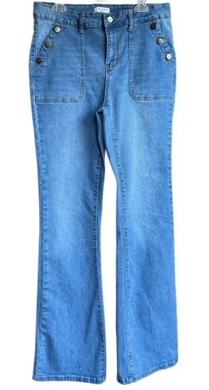 BLEU Button Detail Pocket‎ Wide Leg Jeans Sz 8 thumbnail 1