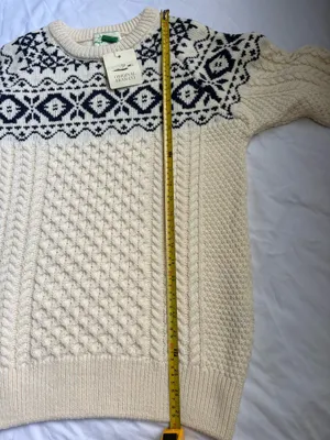 Original Aran Co Women Fair Isle Crew Neck Aran Sweater M cream 100% Merinowool thumbnail 9