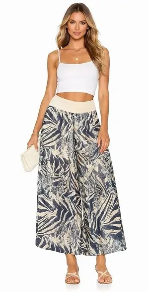 Bellambra Italy Womens Silk Blend Palazzo Pants Size S Wide Leg Resort thumbnail 1
