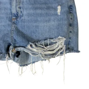 Topshop Mom Denim Shorts Light Wash Distressed Frayed Hem Jean Festival Size 6 thumbnail 5