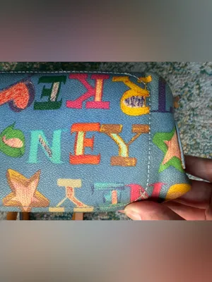 Vintage Y2K Dooney & Bourke blue Doodle graffiti hand bag thumbnail 11