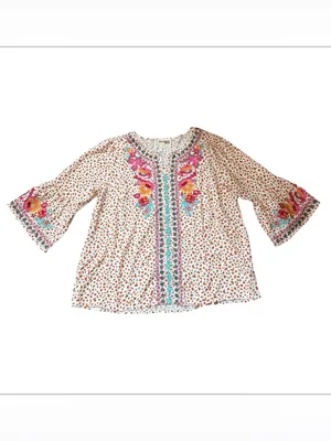 Savanna Jane Boho floral embroidered flare sleeve top size 1X thumbnail 3
