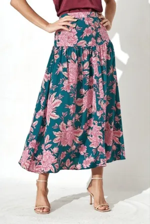 Abel the Label Bonnie Floral Maxi Skirt Flowy Boho Size Medium thumbnail 1