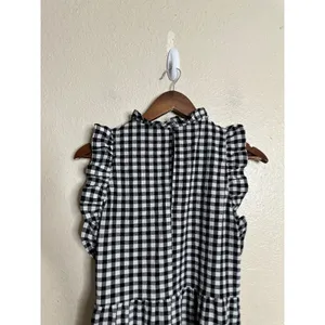 Maeve Lida Ruffled Mini Dress Size S Gingham Tiered Black White Cottagecore thumbnail 8