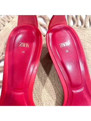 Zara Red Faux Leather Red Strappy Heeled Sandals Size 36 thumbnail 4