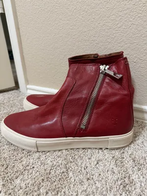 FRYE Gia Lug Zip Leather Bootie Sneaker Red Clay 9.5 thumbnail 3