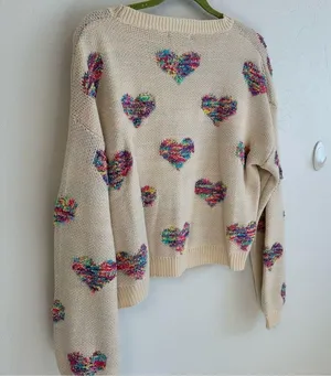Heart Knit Sweater Size L thumbnail 2