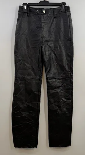 Princess Polly Faux Leather Pants Black High Rise Straight Leg Moto US 4 thumbnail 1