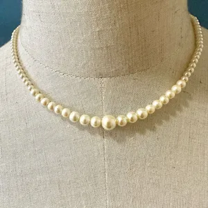 1928 faux pearl single strand necklace thumbnail 1