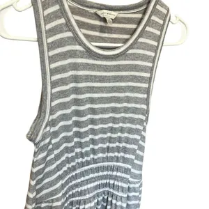 Lucky Brand Ruched Sleeveless Grey & White Stripe Maxi Dress Small #800 thumbnail 8
