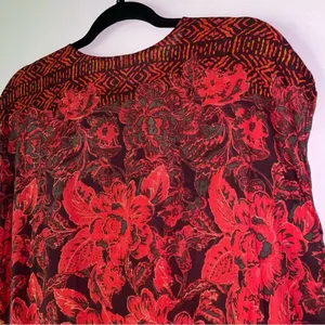 Free People Size S Boho Blouse Red Tiered Sleeveless Dark Cottage Beach Fairy thumbnail 7