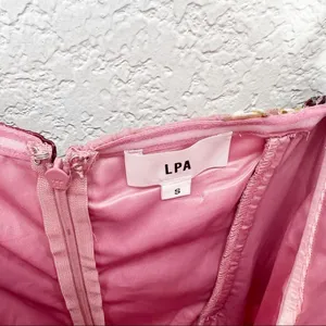 LPA Ruched Dress With Ties in Roses On Roses Pink Floral Revolve Size Small S thumbnail 6