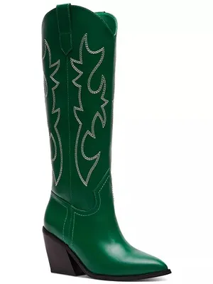 Madden Girl Arizona Knee High Cowboy Boots in Emerald Green, Size 5, NEW thumbnail 2