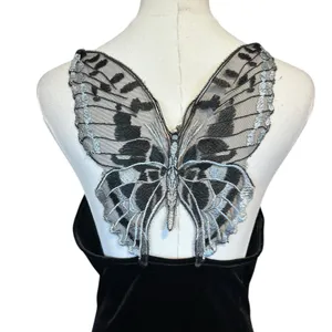 Black Velvet Baby Doll Y2K Dress Lace Butterfly SZ LG Goth Fairy Formal 90's thumbnail 6