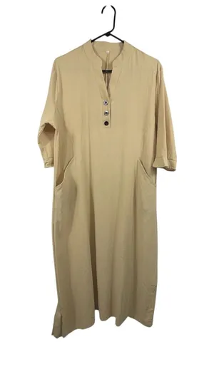 Women’s Beige Button Front Maxi Dress Size 2XL thumbnail 1