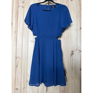 NWT Lulus Blissful Love Blue Cutout Mini Skater Dress Party Night Out Size M thumbnail 2