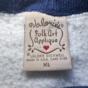 VTG 90s Folk Art Applique Sweatshirt‎ XL Embroidered Snowman Made USA Christmas thumbnail 6