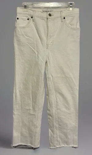 Abercrombie & Fitch 90s Straight Ultra High Rise Jeans Women’s 28/6S White Denim thumbnail 1