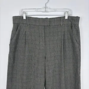 American Eagle Poppy Trouser Wide Leg Grey Plaid Academia Career Pant Size 12 thumbnail 3