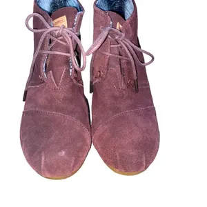 Tom’s lace up wedge ankle booties brown size 8 1/2 thumbnail 3