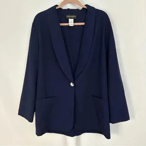 Vintage Requirements Blazer Womens Size 14 One‎ Button Classic Blue Lightweight thumbnail 1