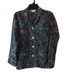 Roller Rabbit Silk Cotton Blend Green Pink Floral Pajama Set Size XXS thumbnail 6