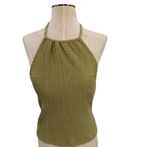 Andie Swim The Baja Top Sage Green Textured Halter Swim Top Size Small‎ thumbnail 3