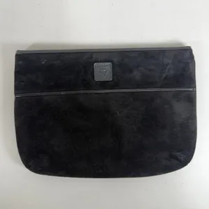 Anne Klein Clutch Bag Black Suede Leather Crossbody Vintage Lion Logo 90s thumbnail 3