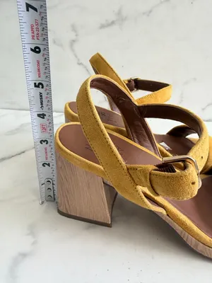 NATURALIZER Yellow Suede Sandals Heels Size 7.5W thumbnail 6