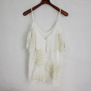 Gimmicks Womens Blouse‎ Size Medium Cream/White Floral Sheer Sleeveless V-Neck thumbnail 7