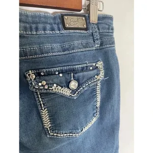 Women's Earl Jeans Barely Boot Bling Y2K Bootcut Jeans Size 10 Blue GUC!‎ 0122 thumbnail 7