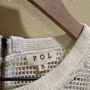 POL size small White Mesh Pullover oversized Sweater with embroidered accents thumbnail 2