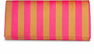 100% Silk Pink & Gold Striped Foldover Clutch Wallet thumbnail 1