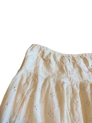 Free People Cream Eyelet Midi Skirt Strapless Dress Crocheted Trim Size Small thumbnail 2