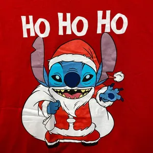 Santa Stitch Ho Ho Ho Lilo & Stitch Christmas Disney Tee L thumbnail 2