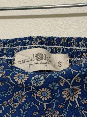 Natural Life Boho Maxi Skirt Size Small Blue Peach Floral Smocked thumbnail 4