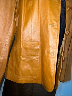 Caramel Tan Leather Jacket Size 14 blazer Coat thumbnail 3