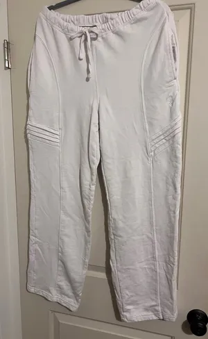 Free People Movement White Pants Cotton Relaxed Oversized Sweat Yoga thumbnail 1