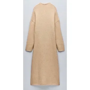 ZARA Alpaca Knit Midi Dress Light Tan Sand Coastal Blogger Favorite Medium thumbnail 12