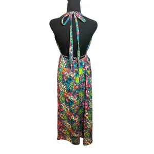 Free People Extratropical Maxi Dress Floral Halter Open Back Multi Color Size M thumbnail 3