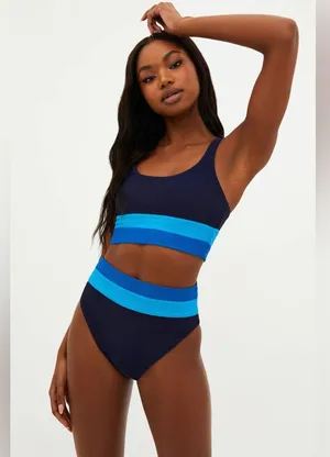 Beach Riot Heidi Bikini Top Marine Colorblock, Size Large , $98 thumbnail 1