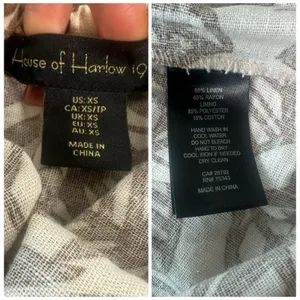 House of Harlow 1960 Linen Boho Dress XS Open Back Tie‎ Floral Pockets Coastal thumbnail 8