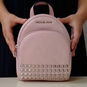 Abbey Studded Pink Pebble Leather Mini Backpack thumbnail 1