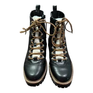 A New Day Combat Boots Womens 10 Black Faux Fur Trim Lug Sole Zipper Hiking Moto thumbnail 6
