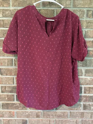Women's Burgundy Short-Sleeve Blouse thumbnail 2