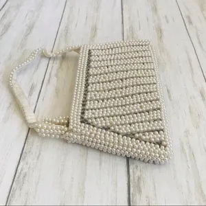 White Faux Pearl Bridal Bag Vintage thumbnail 4