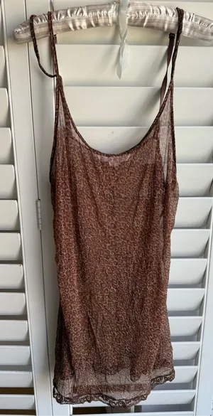 Sheer Leopard Slip Dress VS sz L y2k 2000’s thumbnail 1