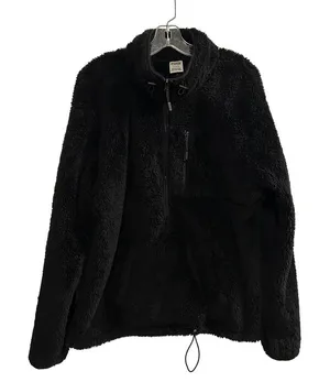 Victoria's Secret PINK Black Fuzzy Fleece Sherpa 1/4 Zip Pullover Jacket L‎ thumbnail 1